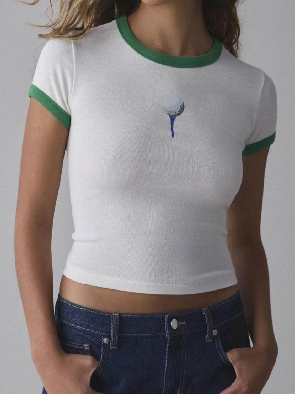 Trendsi Graphic Round Neck Short Sleeve T-Shirt - Slightly Stretchy, Opaque Fabric, 95% Polyester - Store 42