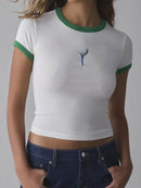 Trendsi Graphic Round Neck Short Sleeve T-Shirt - Slightly Stretchy, Opaque Fabric, 95% Polyester - Store 42