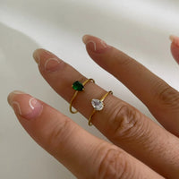 2-Piece 18K Gold-Plated Inlaid Zircon Open Ring
