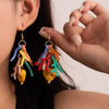Colorful Resin Heart Dangle Earrings Gold One Size
