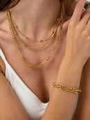 18K Gold-Plated Layered Chain Necklace and Bracelet Jewelry Set - Store 42