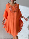 Tassel Cutout Scoop Neck Cover-Up Dress Orange One Size