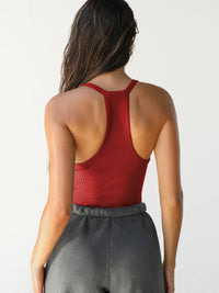 Ribbed V-Neck Halter Tank Top
