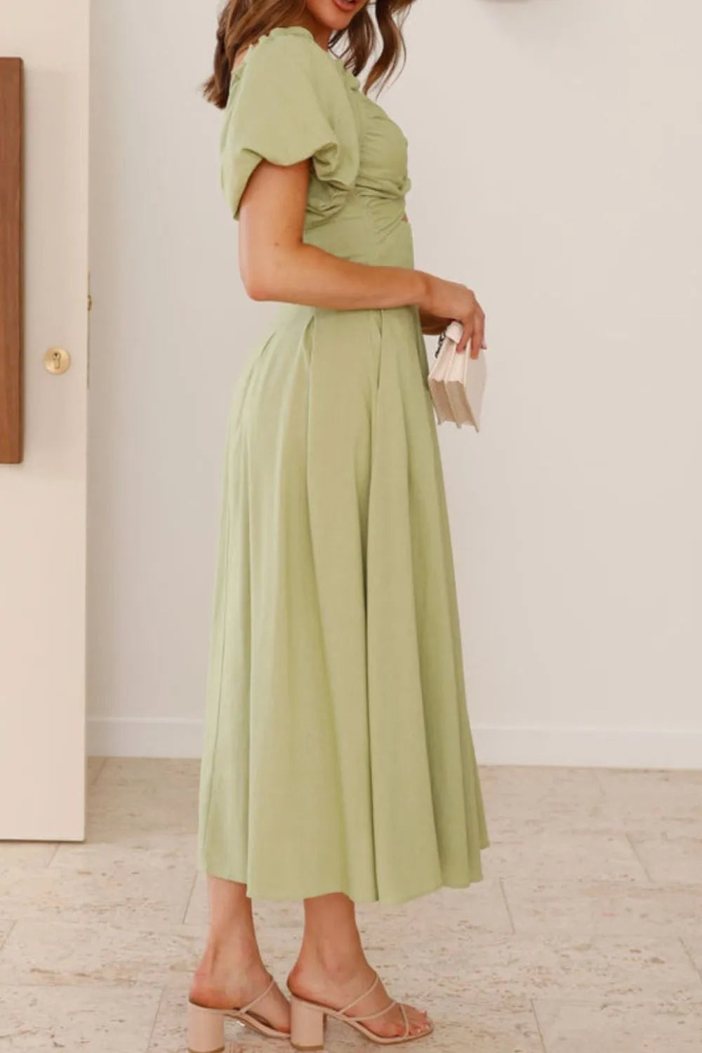 Sweetheart Neck Puff Sleeve Dress