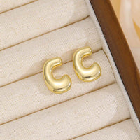 18K Gold-Plated Bubble Letter Stud Earrings - Unique Personalization, Lightweight Design - Store 42