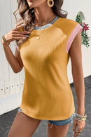 Contrast Trim Ribbed Knit Sleeveless Top