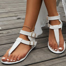 Double Buckle Toe Post Flats Sandals