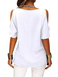 Full Size Crisscross Cold Shoulder Casual T-Shirt Plus Size - Store 42