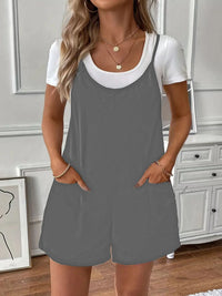 Full Size Scoop Neck Spaghetti Strap Overalls Plus Size Gray