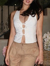 Devine Tied V-Neck Vest White