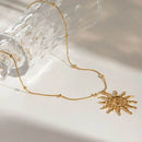 18K Gold-Plated Celestial Sun Pendant Necklace with Radiant Design - Hypoallergenic & Tarnish-Resistant - Store 42