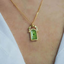 Elegant 18K Gold-Plated Titanium Steel Pendant Necklace with Resin Detail, 17.7-Inch Chain - Store 42