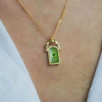 Elegant 18K Gold-Plated Titanium Steel Pendant Necklace with Resin Detail, 17.7-Inch Chain - Store 42