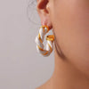 Elegant Twisted Leather Rope C-Hoop Earrings - 18K Gold-Plated Copper for Stylish Appeal - Store 42