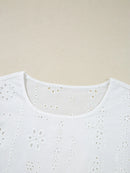 Eyelet Long Sleeve Blouse with Elastic Cuffs