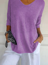 Full Size Relaxed Fit Ribbed Hem Sweater Plus Size Lilac