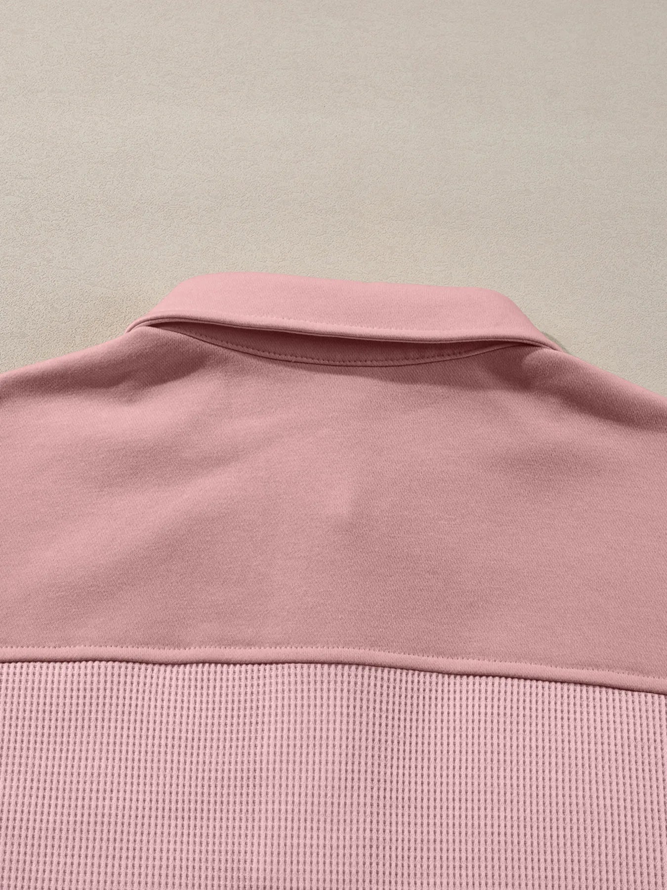 Long Sleeve Thermal Knit Polo Top