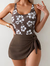 Printed Scoop Neck Wide Strap One-Piece Swimwear Floral