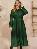 Honey Plus Size Ruffled Polka Dot Long Sleeve Midi Dress - Store 42