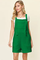 Double Take Full Size Texture Sleeveless Romper Green