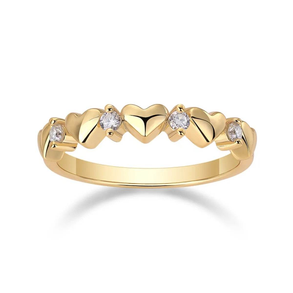 Elegant 925 Sterling Silver Moissanite Heart Ring - 0.12ct with 18K Gold-Plated Finish - Store 42
