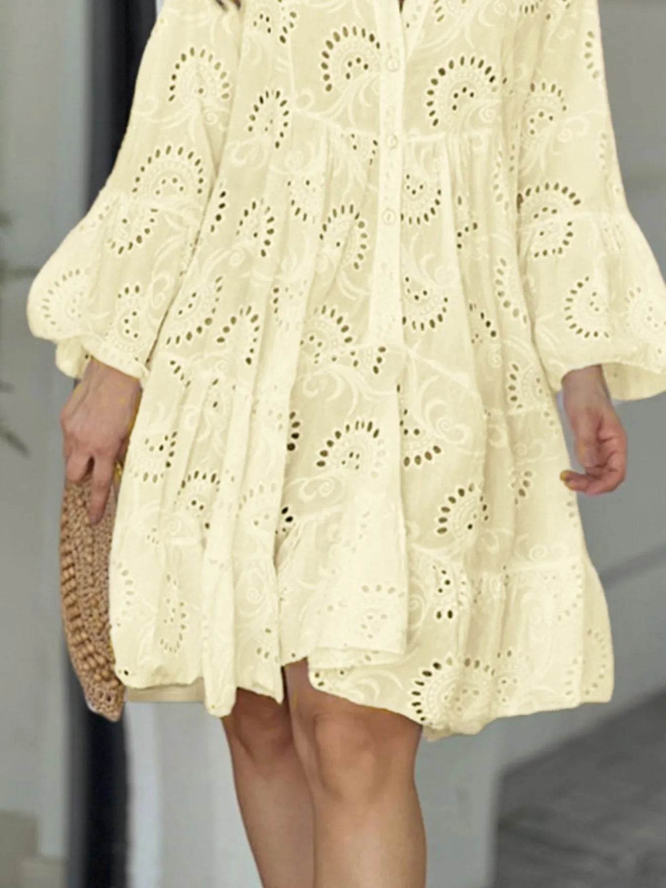 Full Size Eyelet Ruffled Hem Tiered Dress Plus Size - Store 42