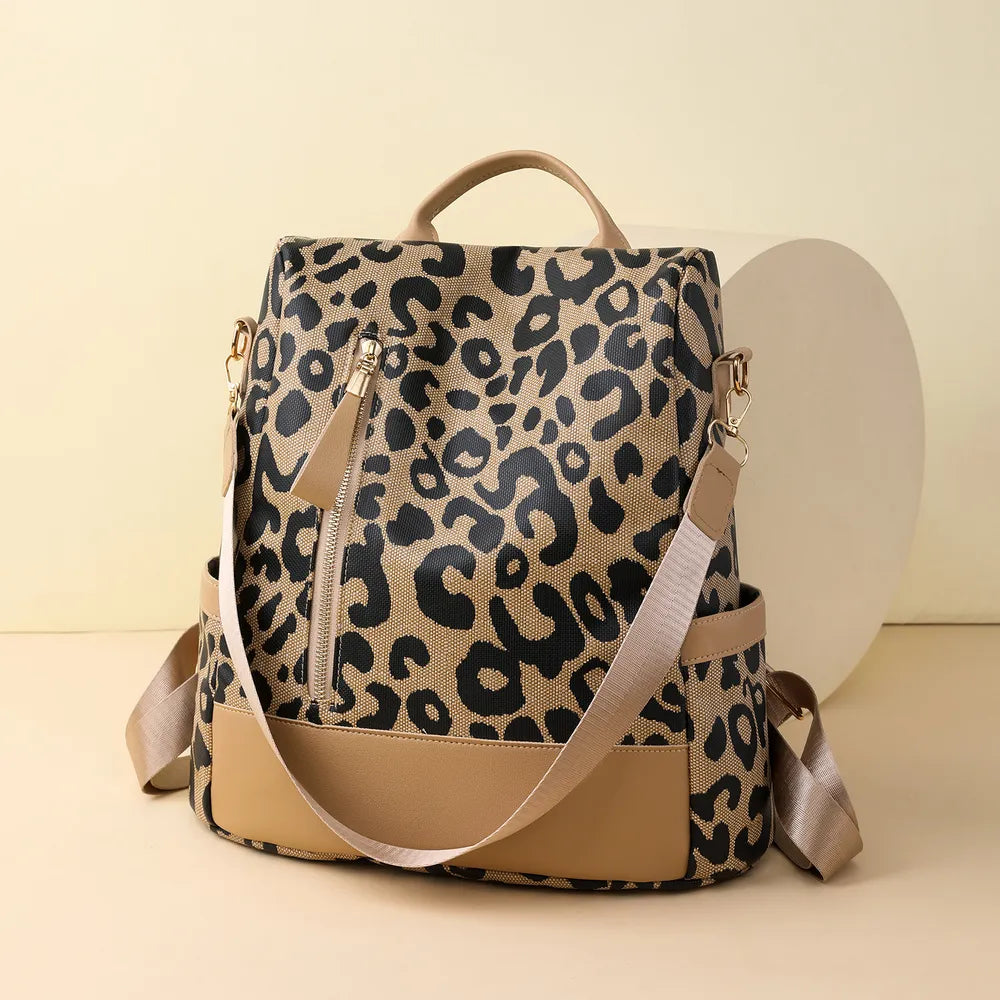 Trendy Medium Leopard Print PU Leather Backpack for Stylish On-the-Go Adventures