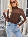 Lovelet Mock Neck Long Sleeve Top Brown