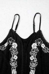 Floral Ruffled Hem Embroidery Cami