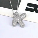 Elegant Copper Inlaid Zircon Letter Pendant Necklace - Platinum-Plated with 16.9 In Chain - Store 42