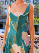 Printed Square Neck Maxi Dress