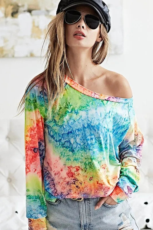 Trendy BiBi Tie Dye Soft Knit Jersey T-Shirt - Comfortable & Stylish Casual Wear