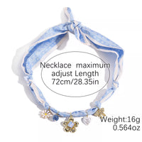 Ribbon Flower Charm Necklace