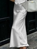 Satin Maxi Skirt with Drawstring Waist