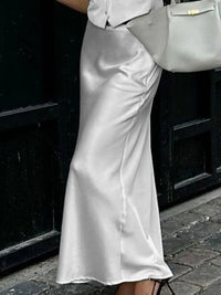 Satin Maxi Skirt with Drawstring Waist