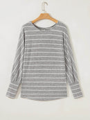Sleek Stripe Dolman Sleeve Drop Shoulder Top - Soft Stretchy Blend, Easy Care, Imported Fashion - Store 42