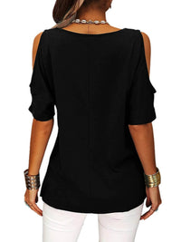 Full Size Crisscross Cold Shoulder Casual T-Shirt Plus Size - Store 42