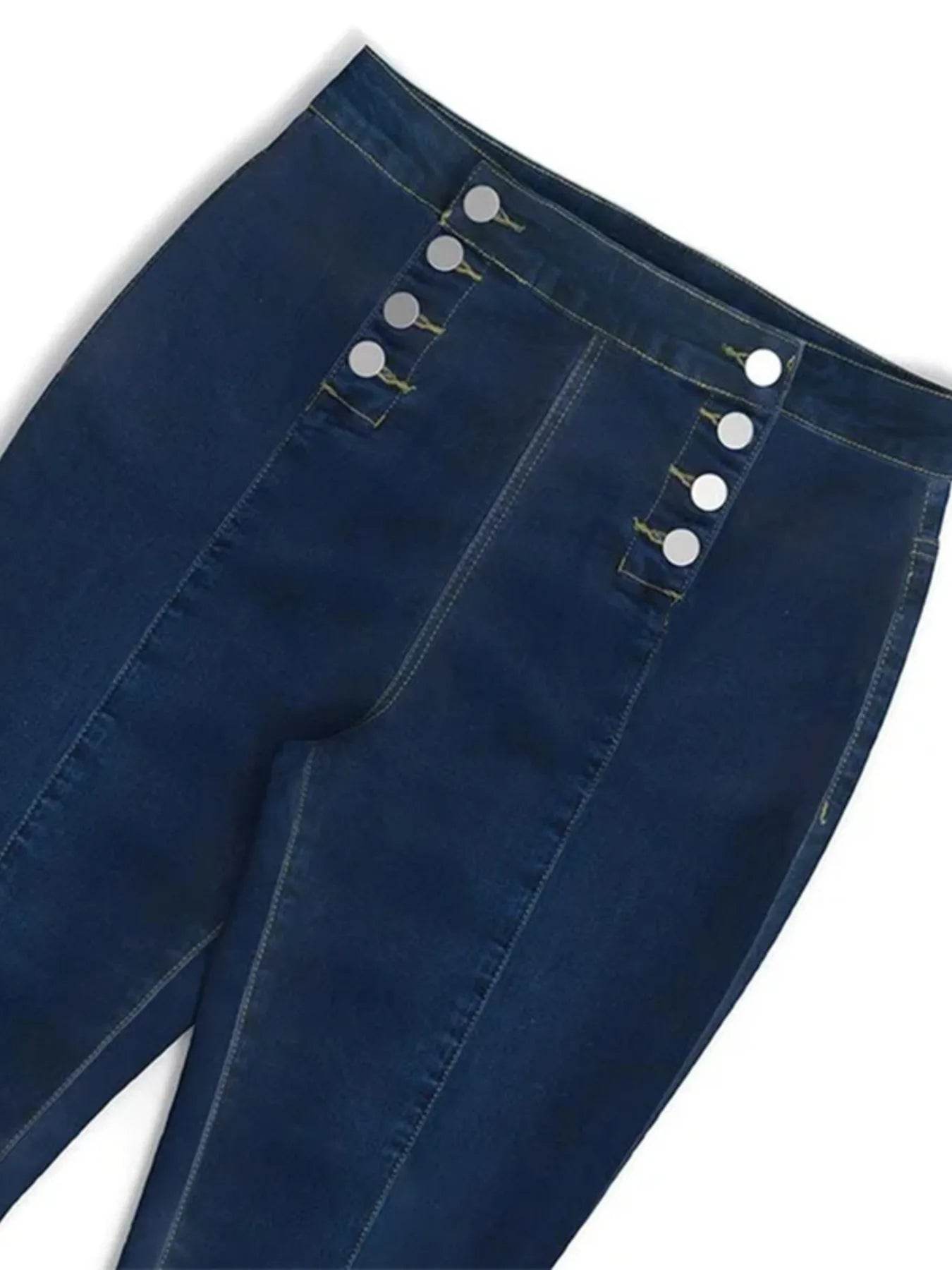 Full Size High-Waisted Double-Breasted Skinny Jeans Plus Size - Store 42