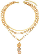 18K Gold-Plated Stainless Steel Layered Necklace with Rhinestones – Elegant and Durable Jewelry - Store 42