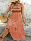 Tie Shoulder Square Neck Tiered Midi Dress Pumpkin