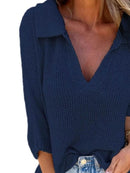 Full Size Johnny Collar Loose Knit Sweater Plus Size - Store 42