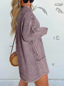 Full Size Button-Front Long Sleeve Denim Shirt Dress Plus Size - Store 42