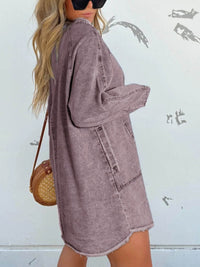 Full Size Button-Front Long Sleeve Denim Shirt Dress Plus Size - Store 42