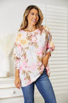 Double Take Floral Round Neck Three-Quarter Sleeve Top - Store 42