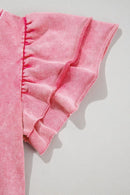 Mineral Wash Raw Edge Ruffle Mini Dress