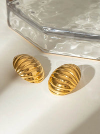 Elegant 18K Gold-Plated Stainless Steel Ribbed Earrings for Sophisticated Style - Store 42