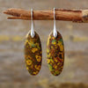 Elegant Natural Stone Copper Dangle Earrings with Unique Patterns | 14K Gold-Plated - Store 42