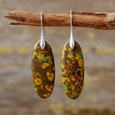 Elegant Natural Stone Copper Dangle Earrings with Unique Patterns | 14K Gold-Plated - Store 42