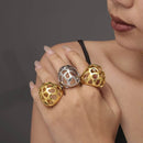 Elegant 18K Gold-Plated Stainless Steel Cutout Ring - Adjustable Sizes 6-8 - Store 42