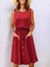 Full Size Round Neck Sleeveless Tank Dress Plus Size Scarlet